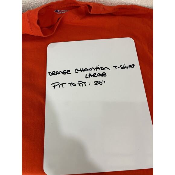 Champion ORANGE Silver Sewn Logo Heavyweight‎ Classic All Cotton T Shirt Men's L - Picture 8 of 8